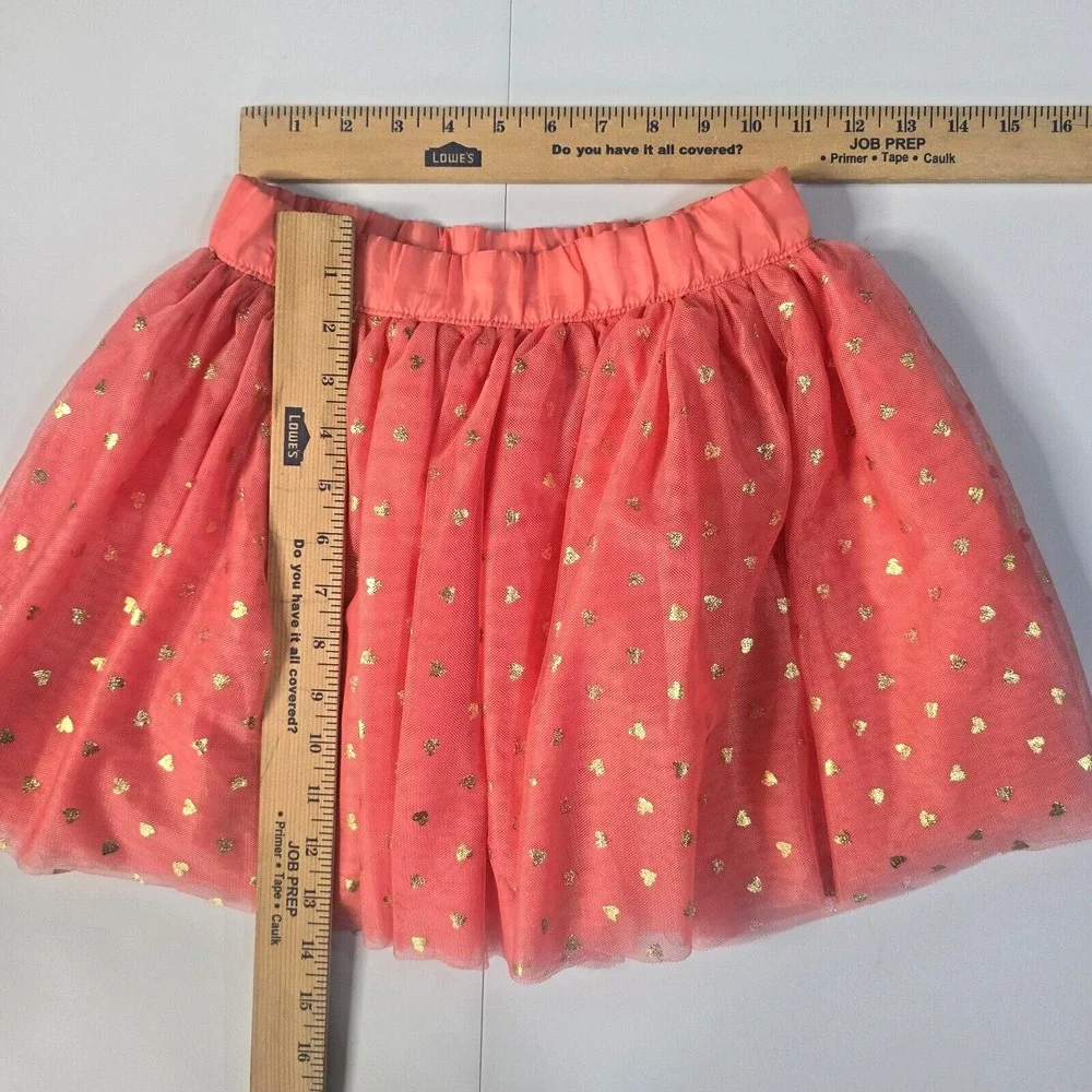 Gymboree Tulle Tutu Skirt Girls 10 Coral Pink‎ Gold Heart Whimsical Balletcore